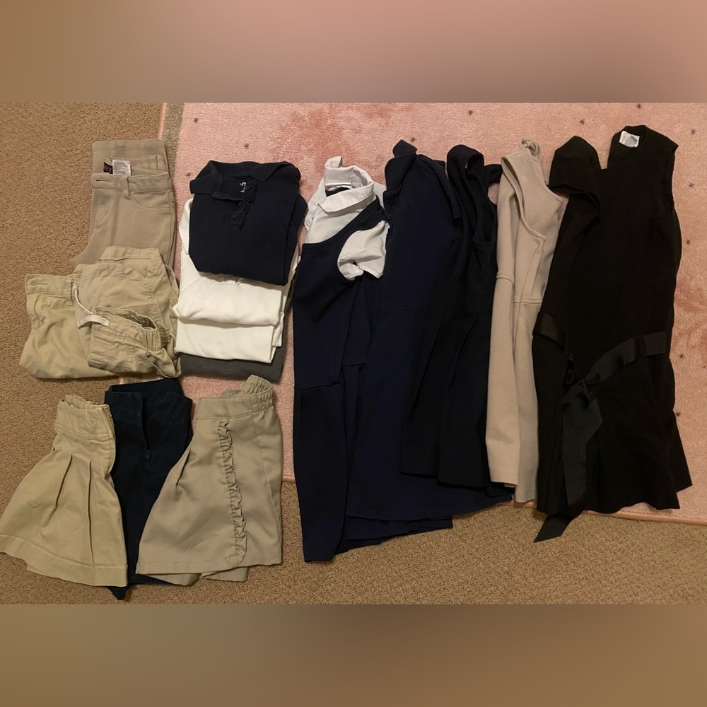 Girls Bundle of Uniform Clothes Size 6 Small Dresses Skirts Pants Shirts